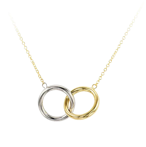 10k 2 tone Swarovski Zirconia Twin pendant with adjustable 18" Rolo chain
