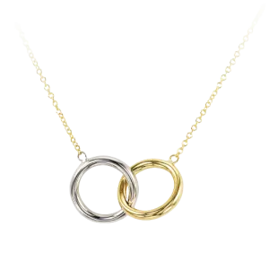 10k 2 tone Swarovski Zirconia Twin pendant with adjustable 18" Rolo chain