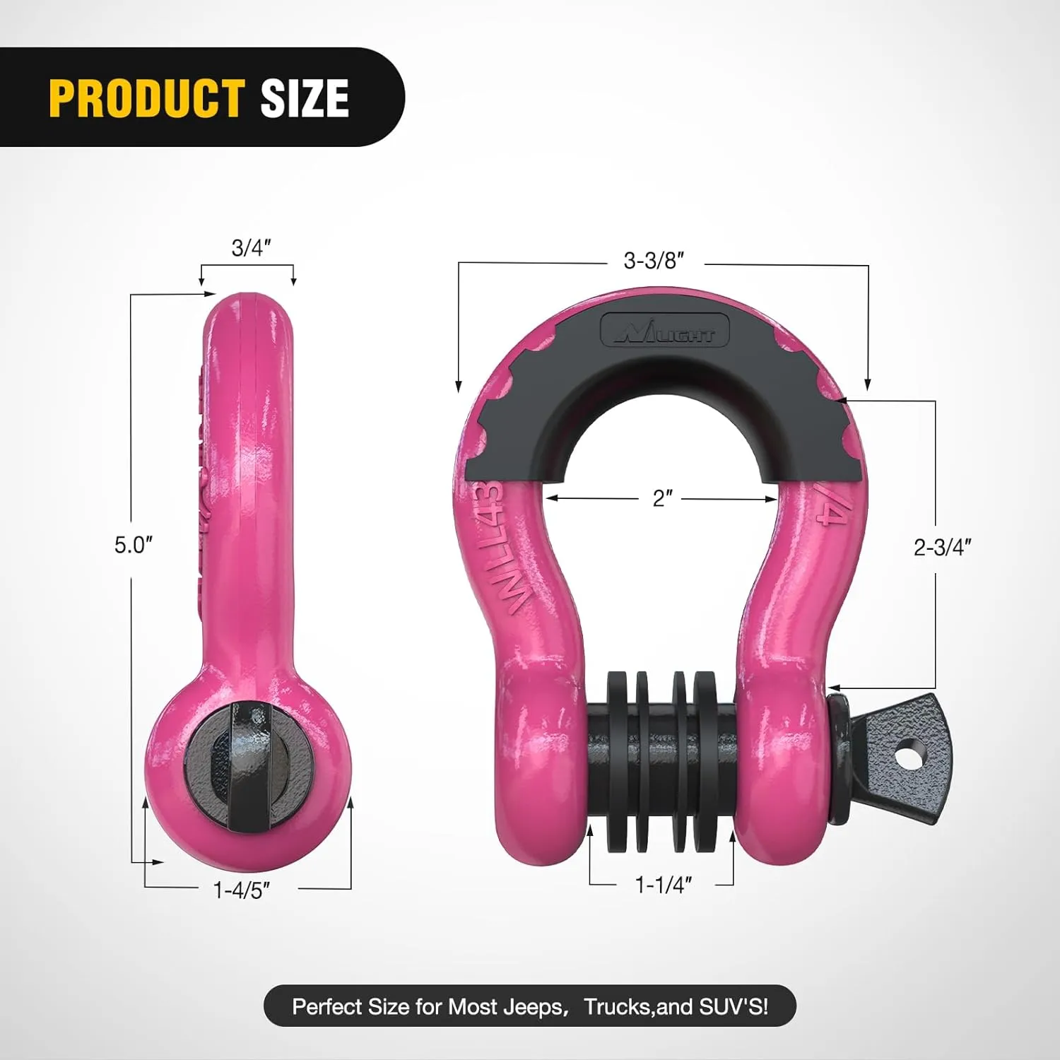 3/4 inch D-Ring Shackle Fuchsia (Pair)