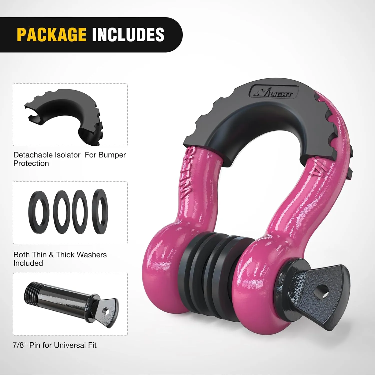 3/4 inch D-Ring Shackle Fuchsia (Pair)