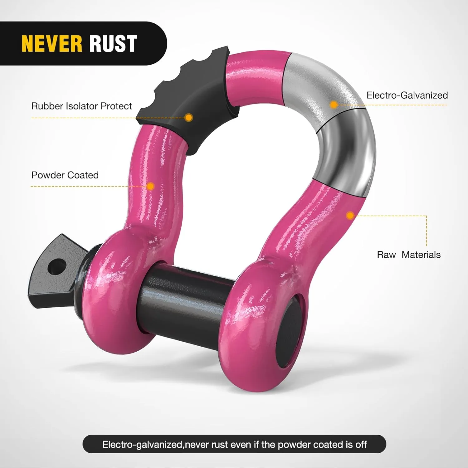 3/4 inch D-Ring Shackle Fuchsia (Pair)