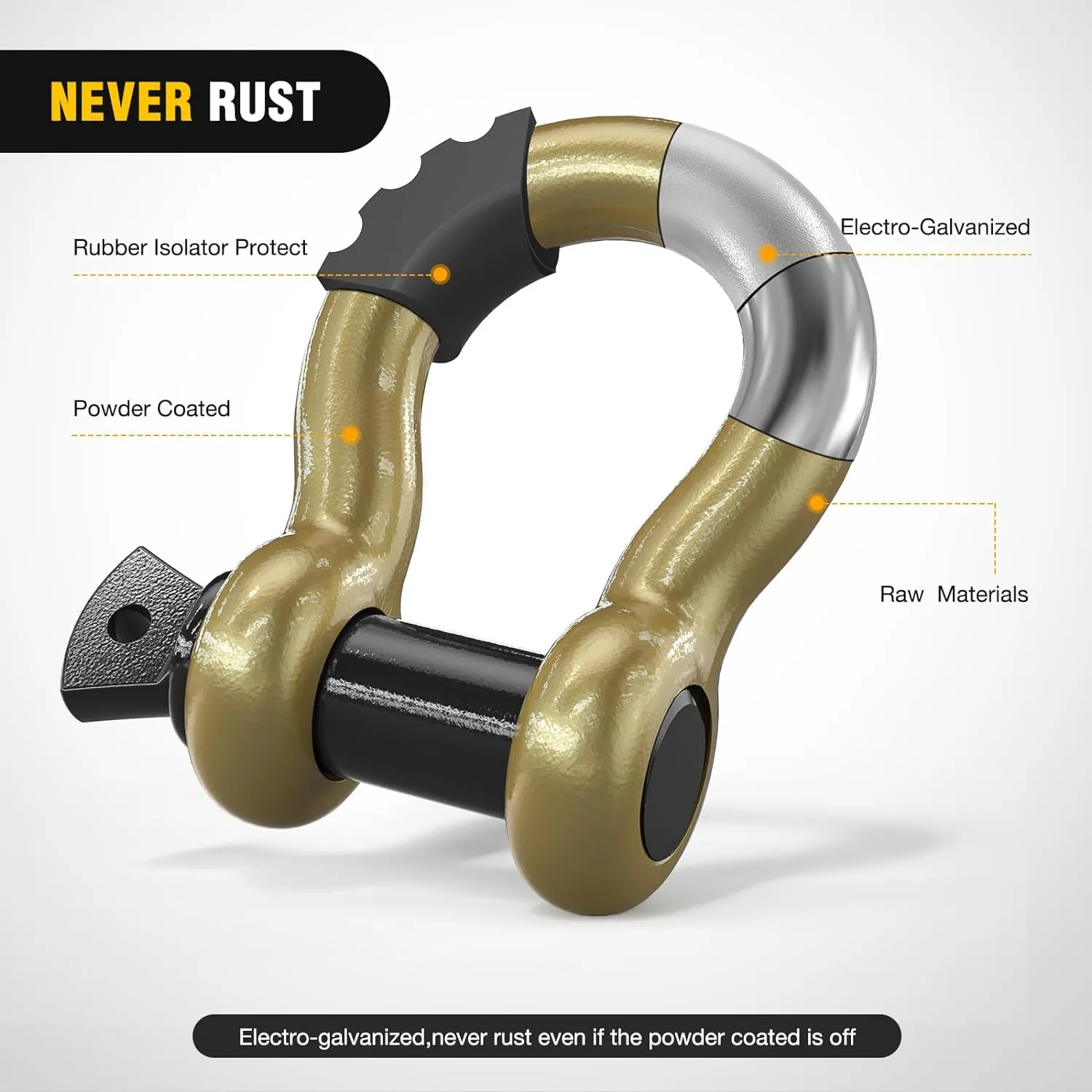 3/4 inch D-Ring Shackle Gold (Pair)