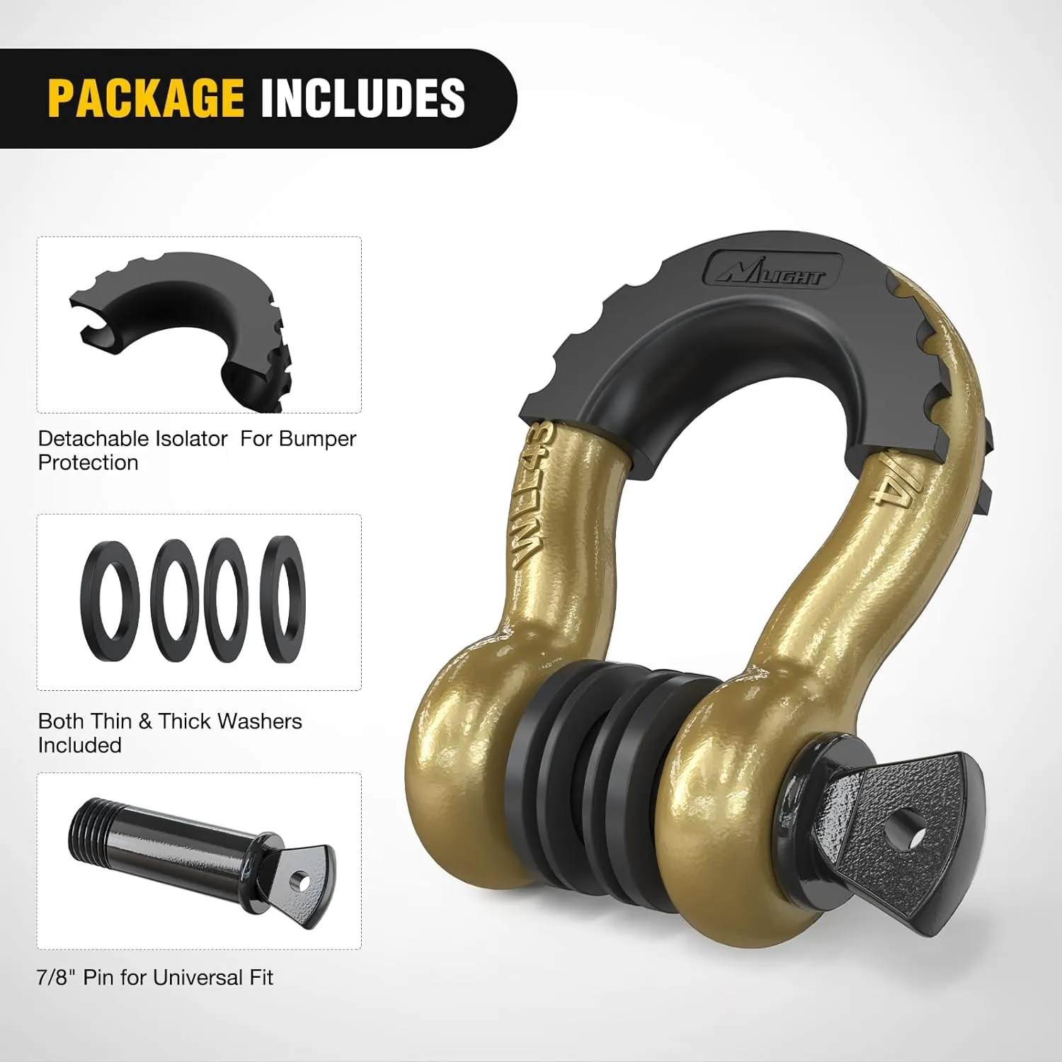 3/4 inch D-Ring Shackle Gold (Pair)