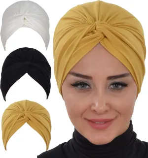 Aisha's Design Maharajah Instant Turban Hijab for Women Headwrap Lightweight Headscarf Modest Headwear for Women Indigo
