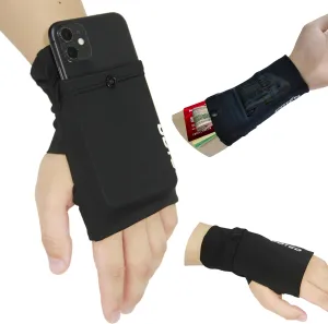 Arm Band for Phone Running Safety Wrist Wallet Wristband Pouch Bag Cell Phone Holder iPhone Armband for Running Workout Walking Hiking (Black, Large: Left)