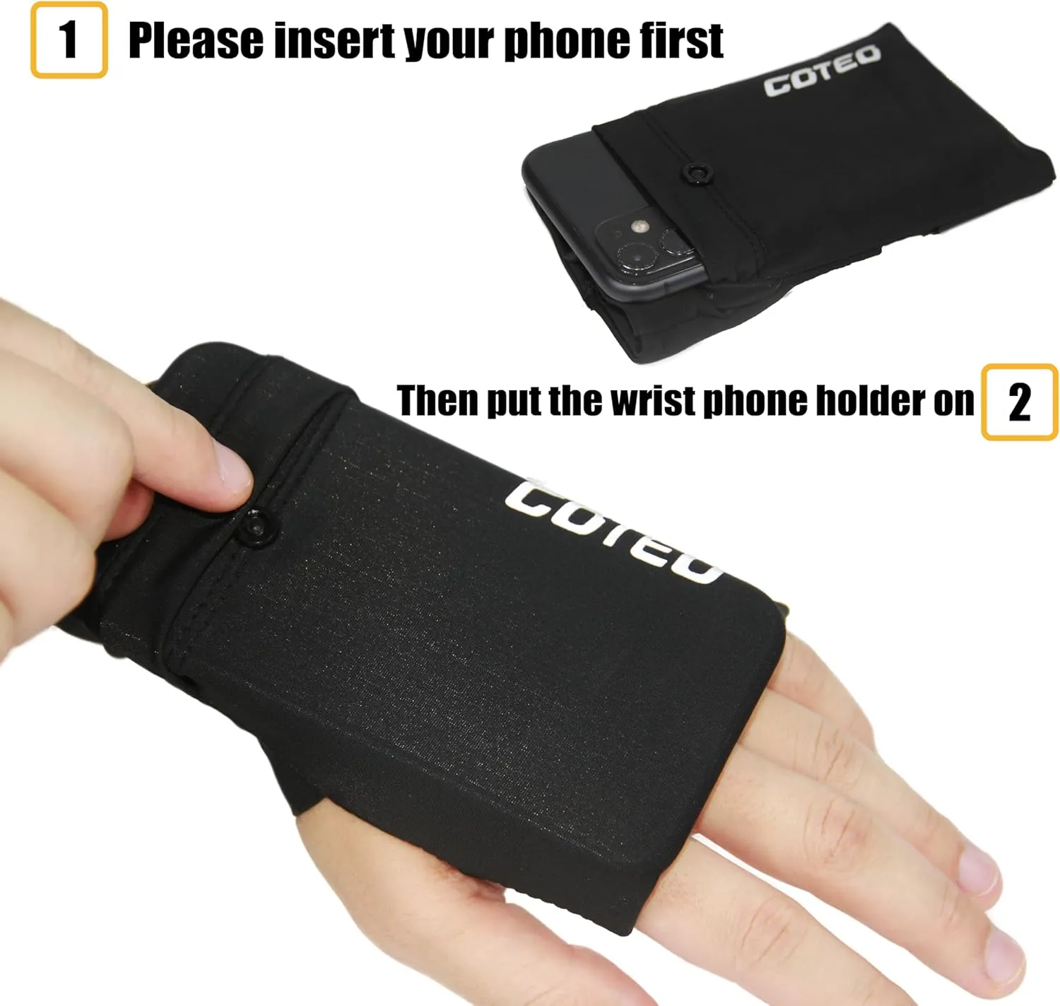 Arm Band for Phone Running Safety Wrist Wallet Wristband Pouch Bag Cell Phone Holder iPhone Armband for Running Workout Walking Hiking (Black, Large: Left)