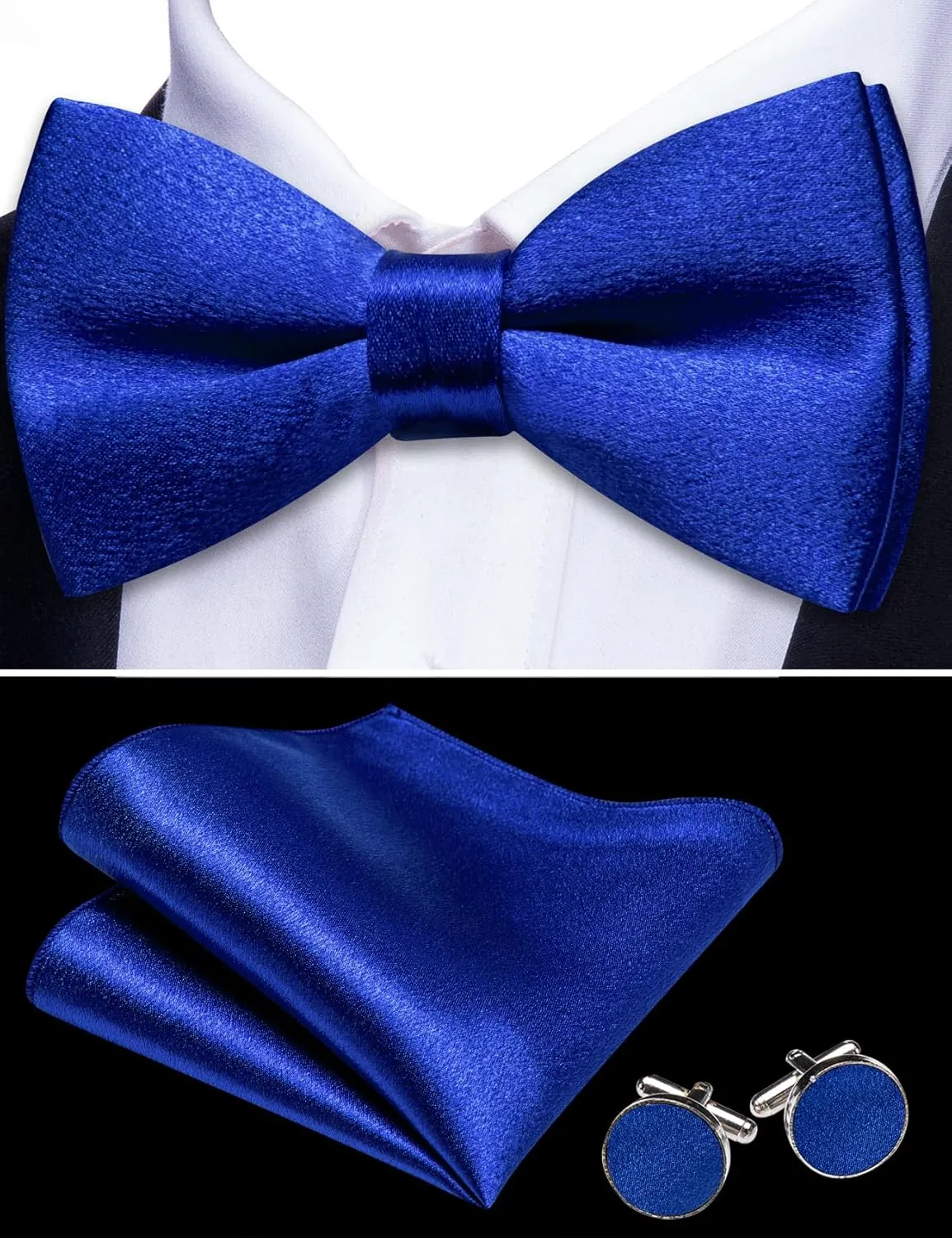 Barry.Wang Mens Satin Formal Suit Vest Tie Bowtie Set 8PC Lapel Collar Casual Slim Fit Waistcoat Wedding Party Tuxedo