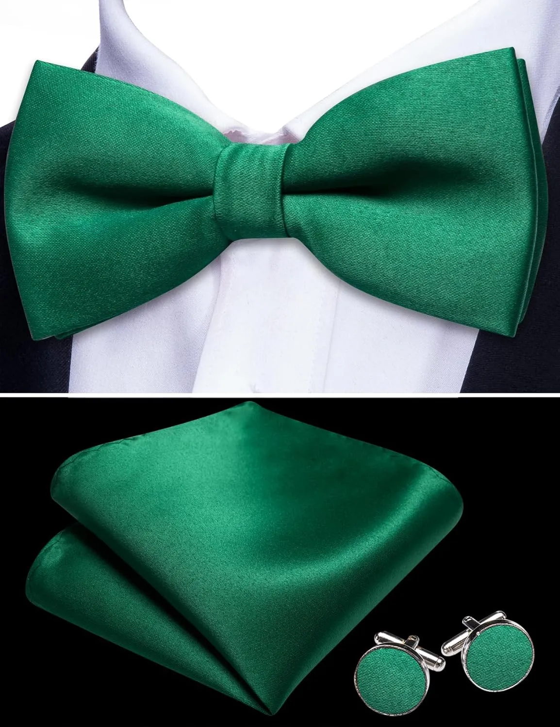Barry.Wang Mens Satin Formal Suit Vest Tie Bowtie Set 8PC Lapel Collar Casual Slim Fit Waistcoat Wedding Party Tuxedo