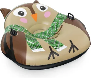 Bestway H2OGO! Snow 50 Inch x 48 Inch Oakley The Owl Inflatable Winter Snow Tube 1 Person Riding Sled with Pull Rope