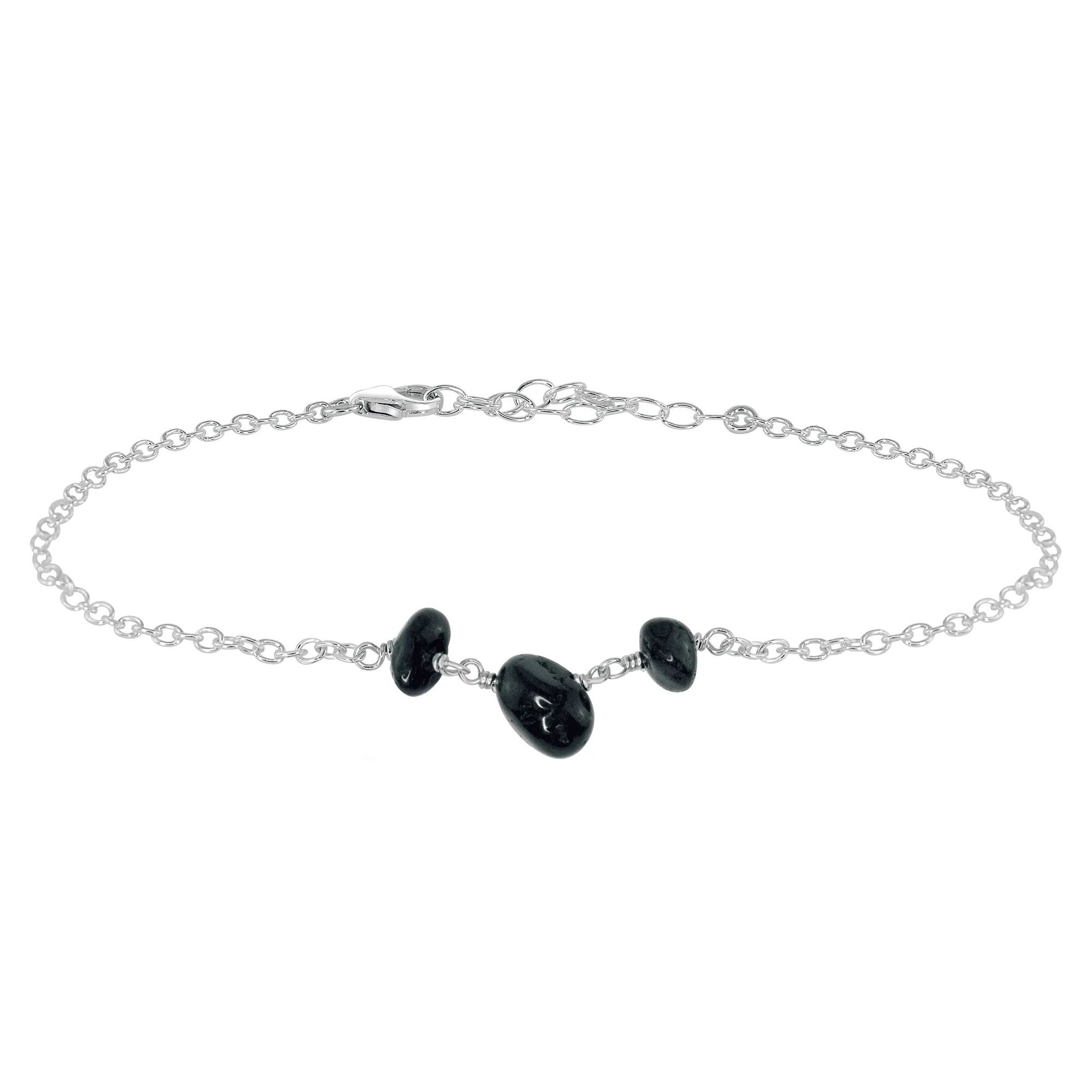 Black Tourmaline Beaded Chain Anklet