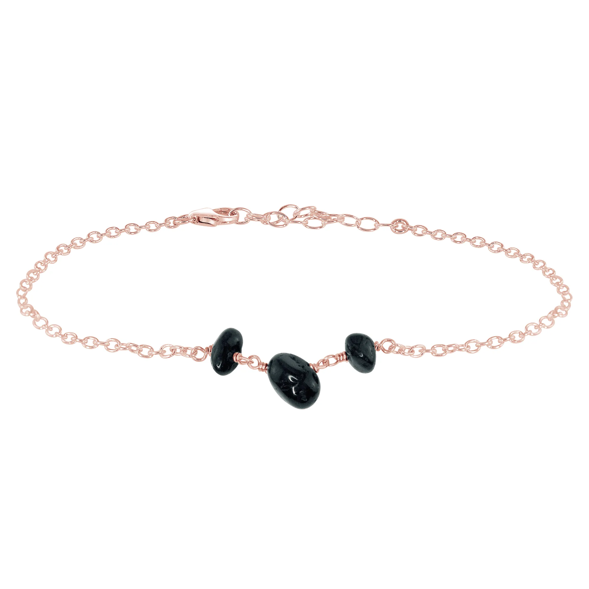 Black Tourmaline Beaded Chain Anklet