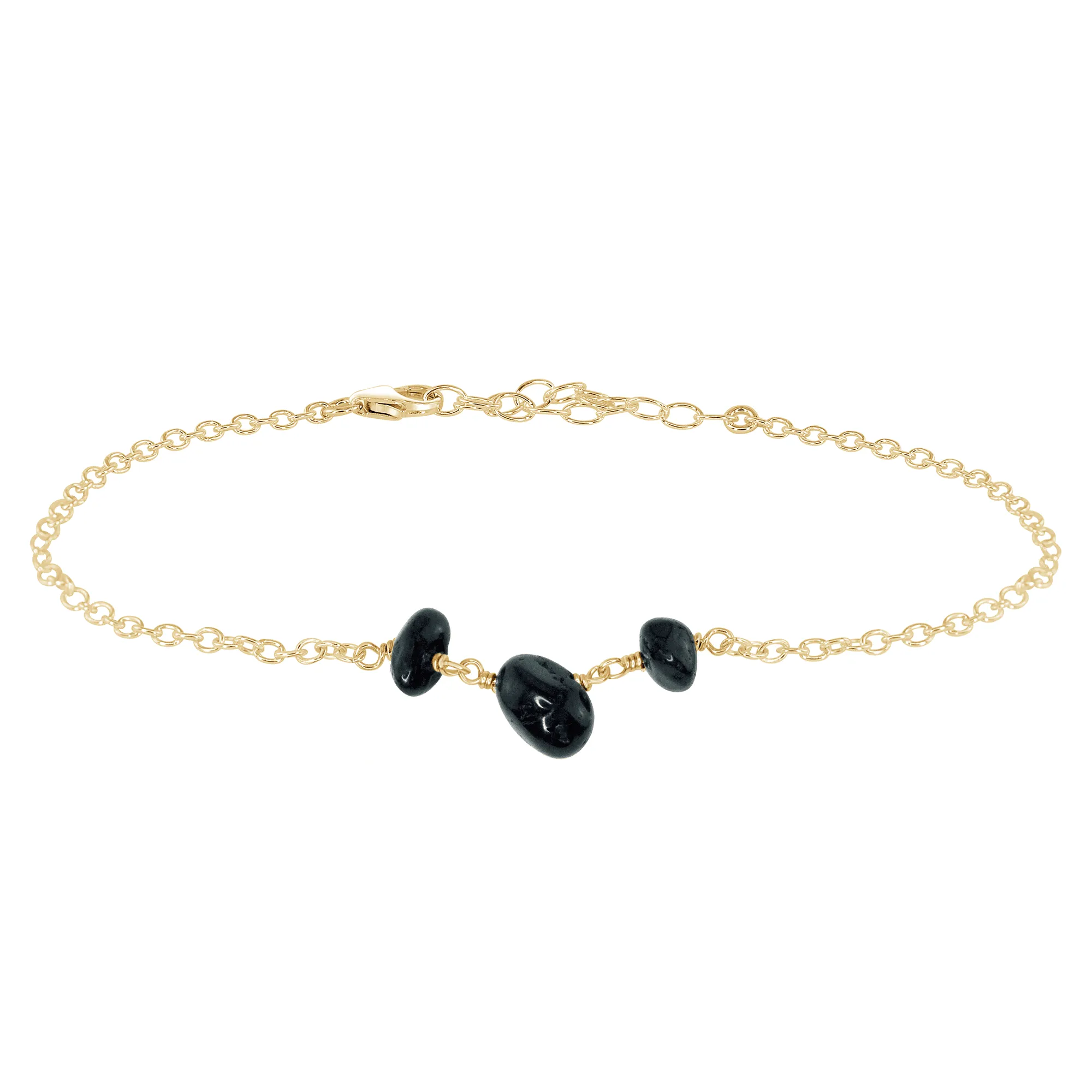Black Tourmaline Beaded Chain Anklet