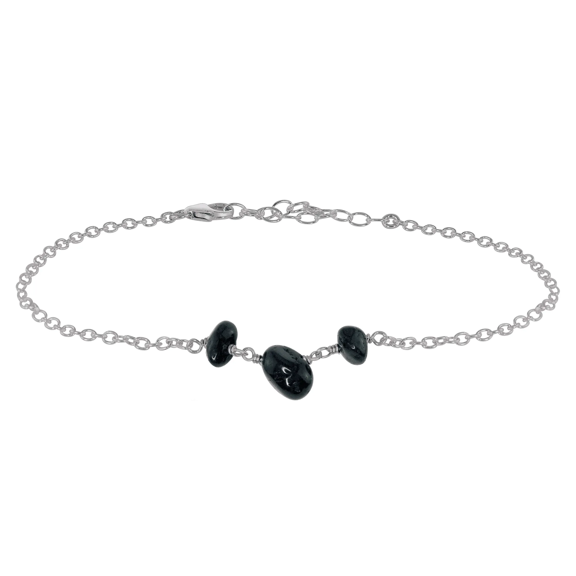 Black Tourmaline Beaded Chain Anklet