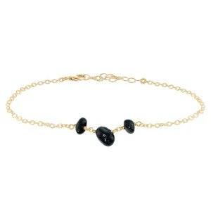 Black Tourmaline Beaded Chain Anklet