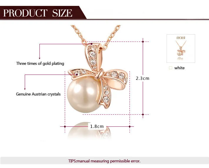 Brand Pearl Jewelry Big Pearl Pendant Necklace Bowknot Necklace Gold/Silver Chain Royal Necklace Women Fashion