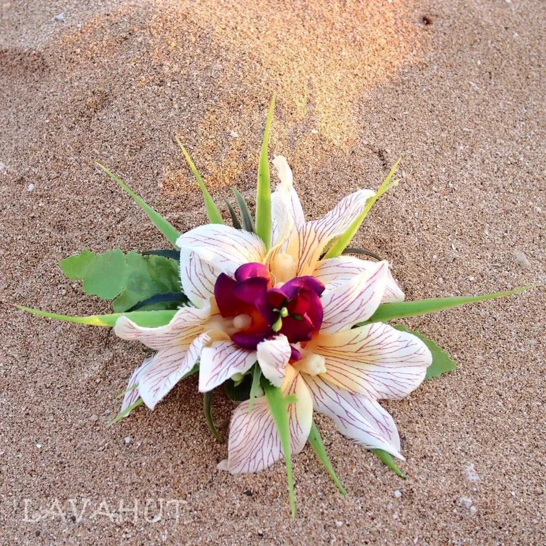 Cattleya Cream Hawaiian Flower Hair Clip