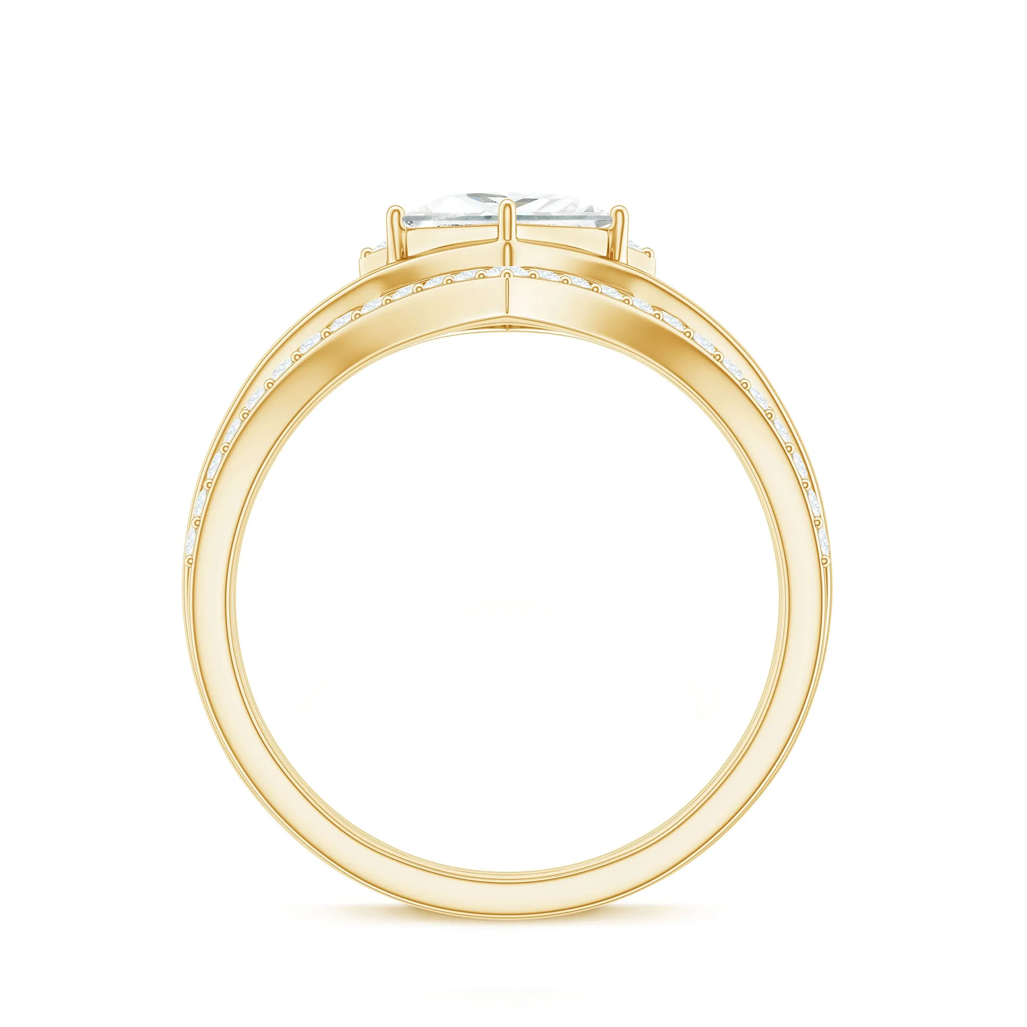 Certified Princess Cut Moissanite Wedding Ring Set