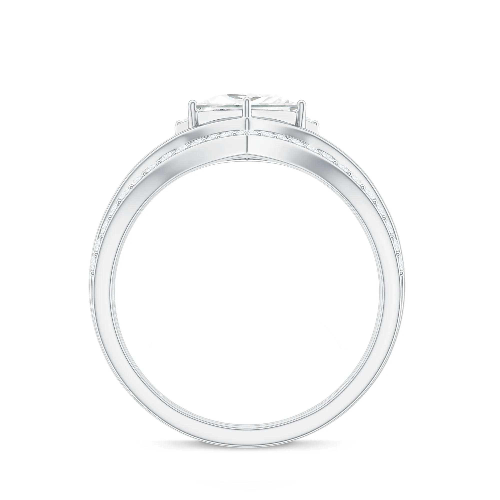Certified Princess Cut Moissanite Wedding Ring Set