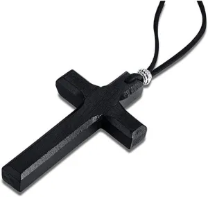 COLORFUL BLING Natural Wooden Cross Pendant Necklace for Men Women Religous Jesus Faith Sideways Crucifix Necklace for Car Mirror Pendant Prayer Protection Jewelry