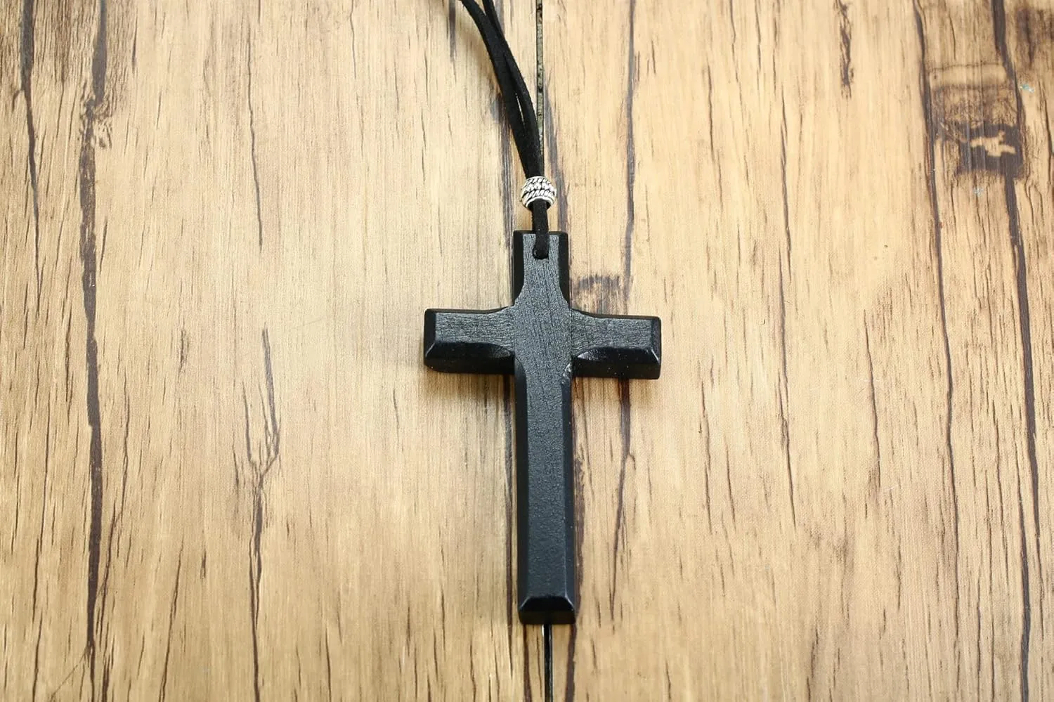 COLORFUL BLING Natural Wooden Cross Pendant Necklace for Men Women Religous Jesus Faith Sideways Crucifix Necklace for Car Mirror Pendant Prayer Protection Jewelry