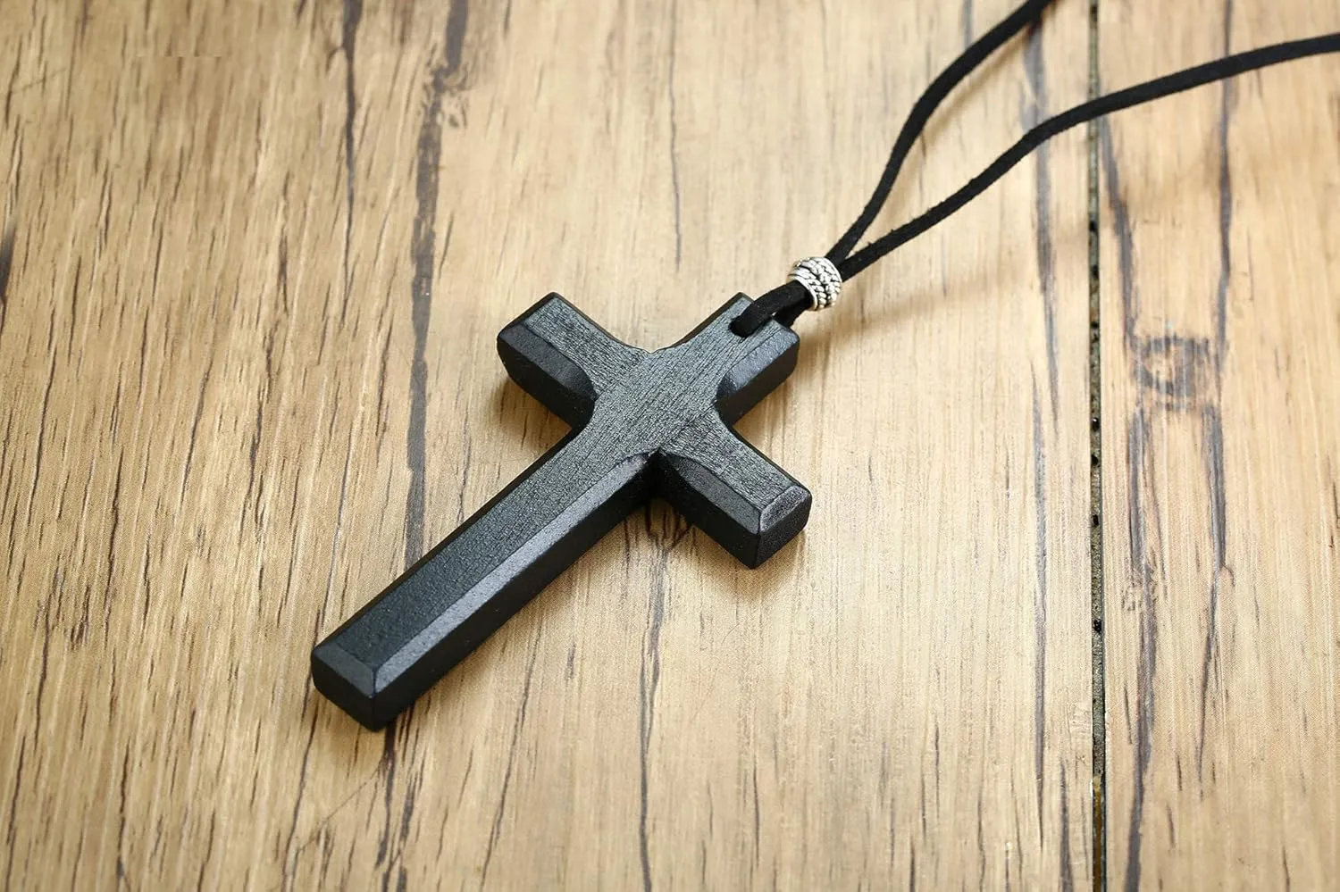COLORFUL BLING Natural Wooden Cross Pendant Necklace for Men Women Religous Jesus Faith Sideways Crucifix Necklace for Car Mirror Pendant Prayer Protection Jewelry