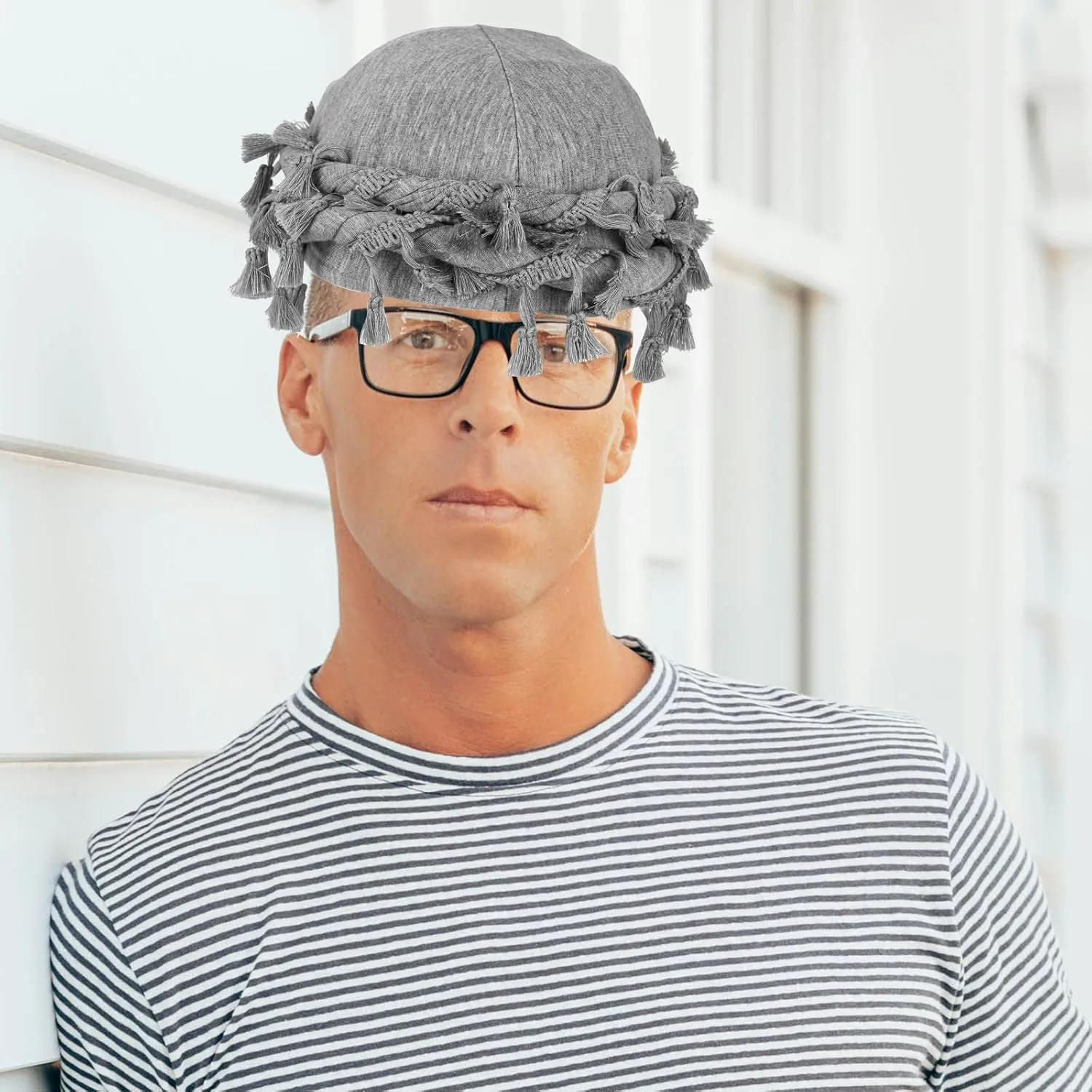 Cotton Durag Satin Lined Halo Turban Wraps, Unique Design Turban for Men & Women, Tassel Beanie for Causal Life