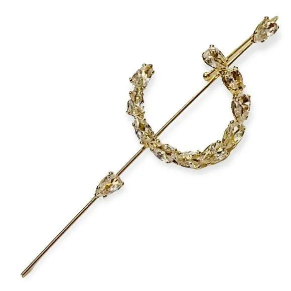 Crystal Moon Ear Pin Hook Cuff Earring