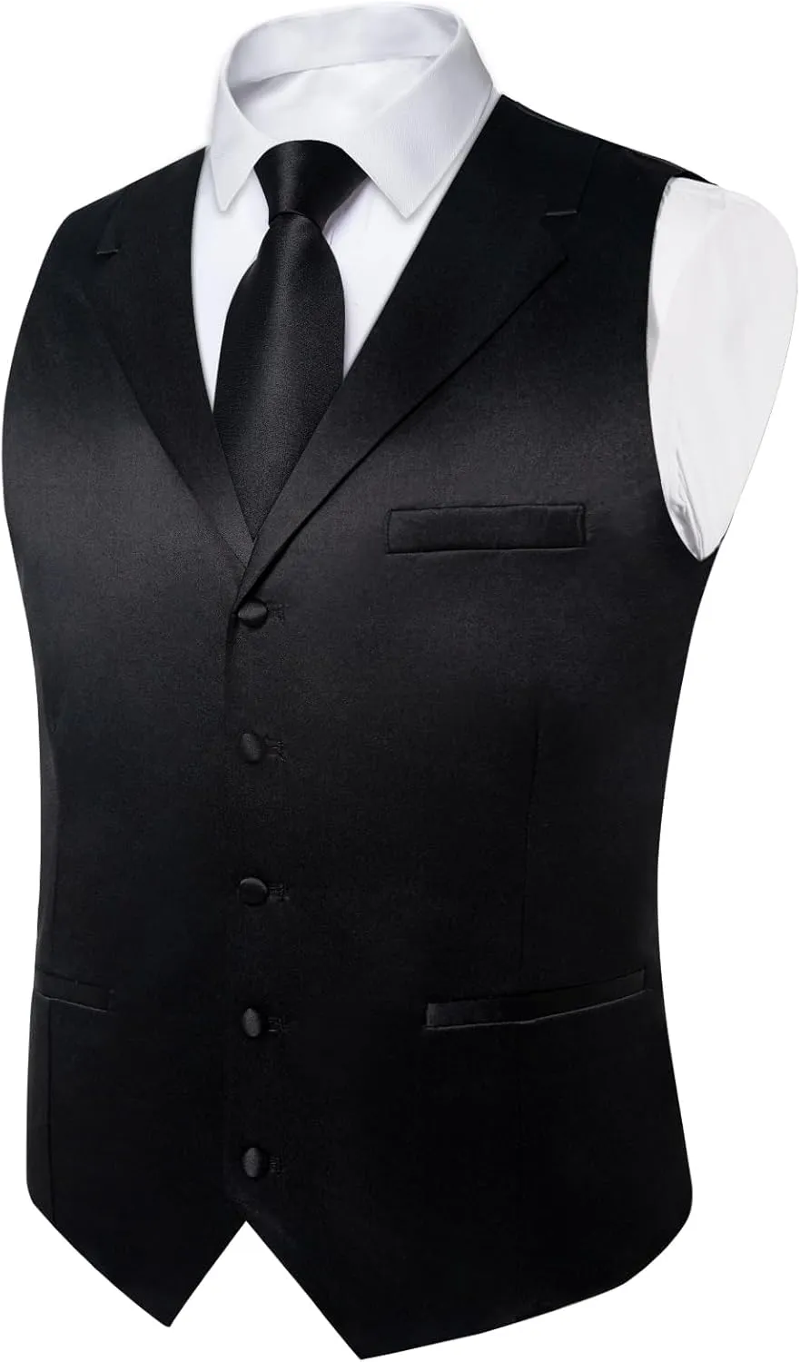 DiBanGu Formal Suit Vest Tie Set for Men Classic Solid Notch Lapel Dress Waistcoat Satin Vest Bowtie for Wedding Party