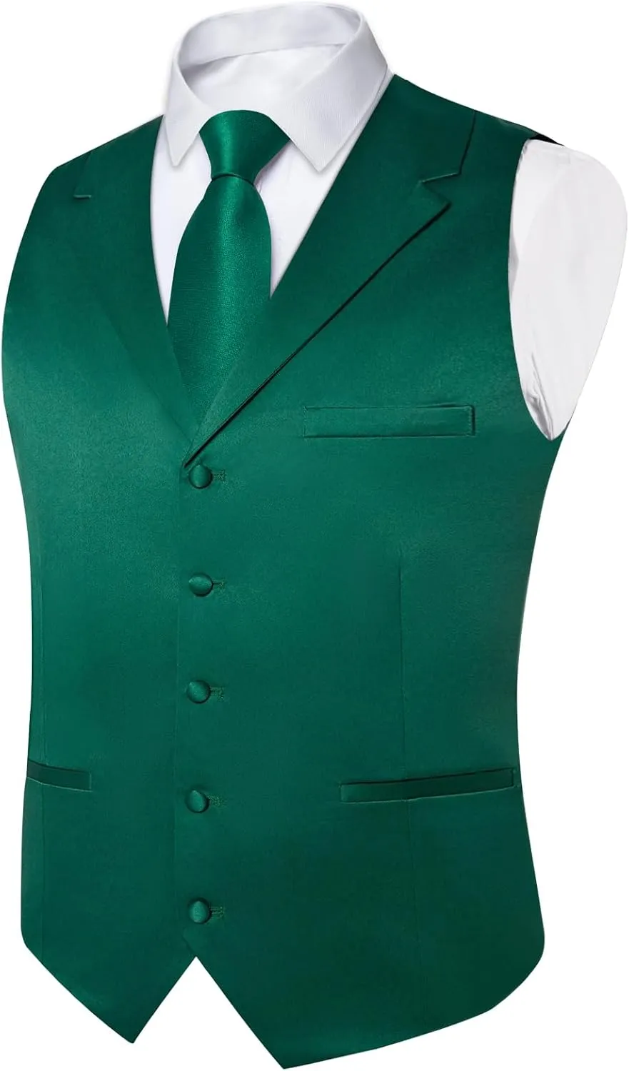 DiBanGu Formal Suit Vest Tie Set for Men Classic Solid Notch Lapel Dress Waistcoat Satin Vest Bowtie for Wedding Party