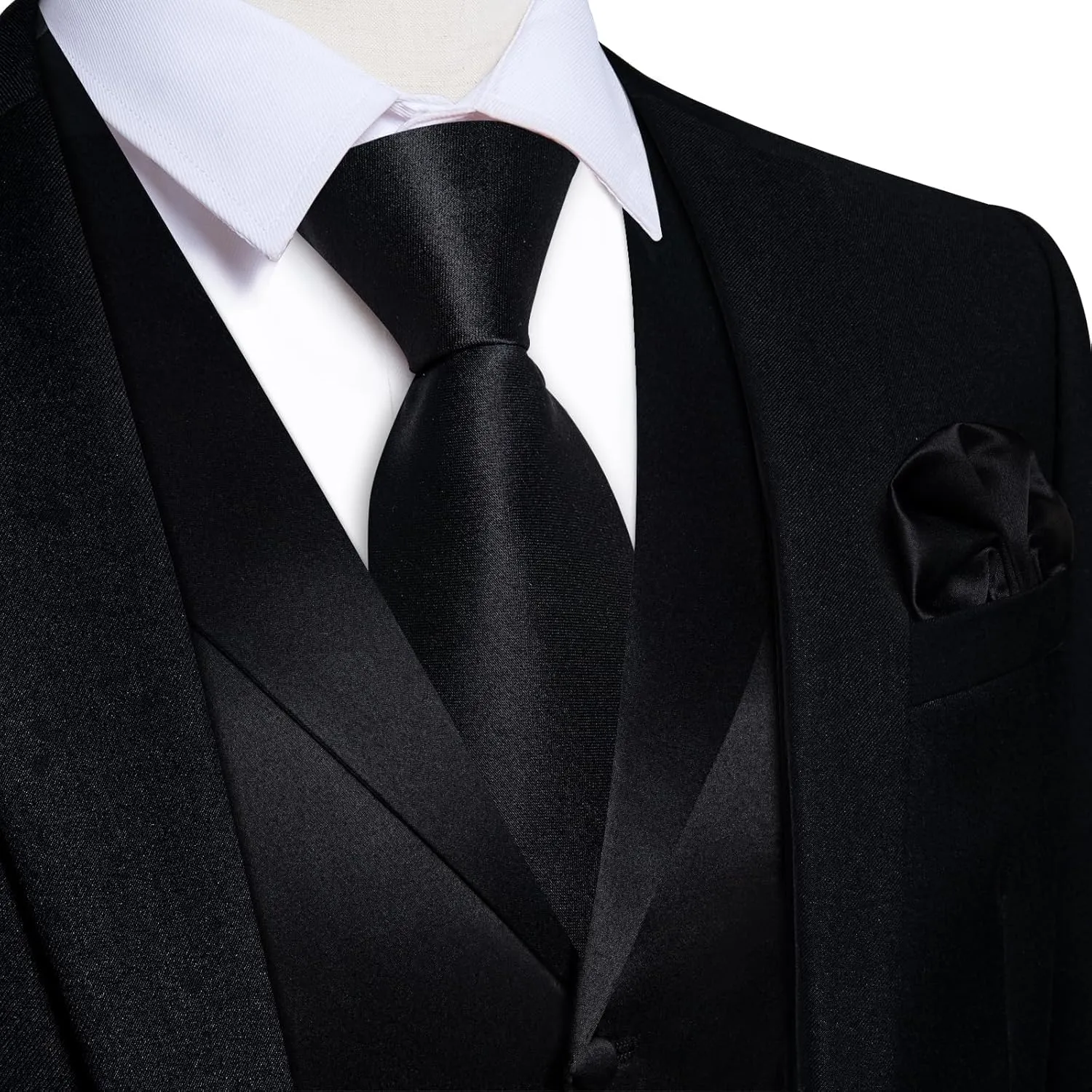 DiBanGu Formal Suit Vest Tie Set for Men Classic Solid Notch Lapel Dress Waistcoat Satin Vest Bowtie for Wedding Party