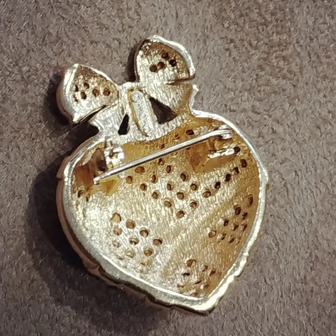 Dior Vintage Gold Black Heart Brooch