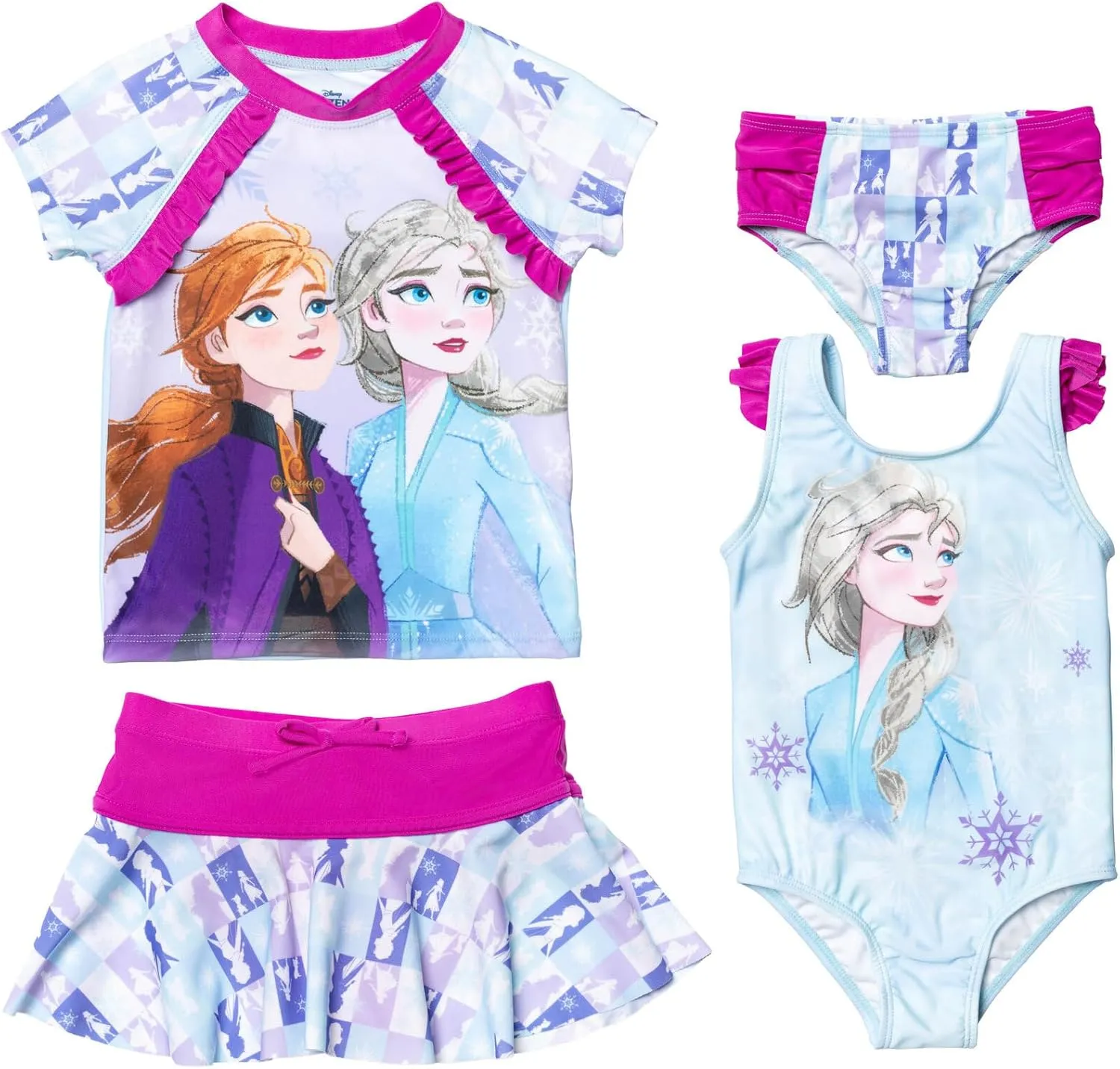 Disney Princess Ariel Frozen Minnie Mouse Girls Mix and Match Multi-Pack Swim Sets UPF 50  Protection Quick Dry