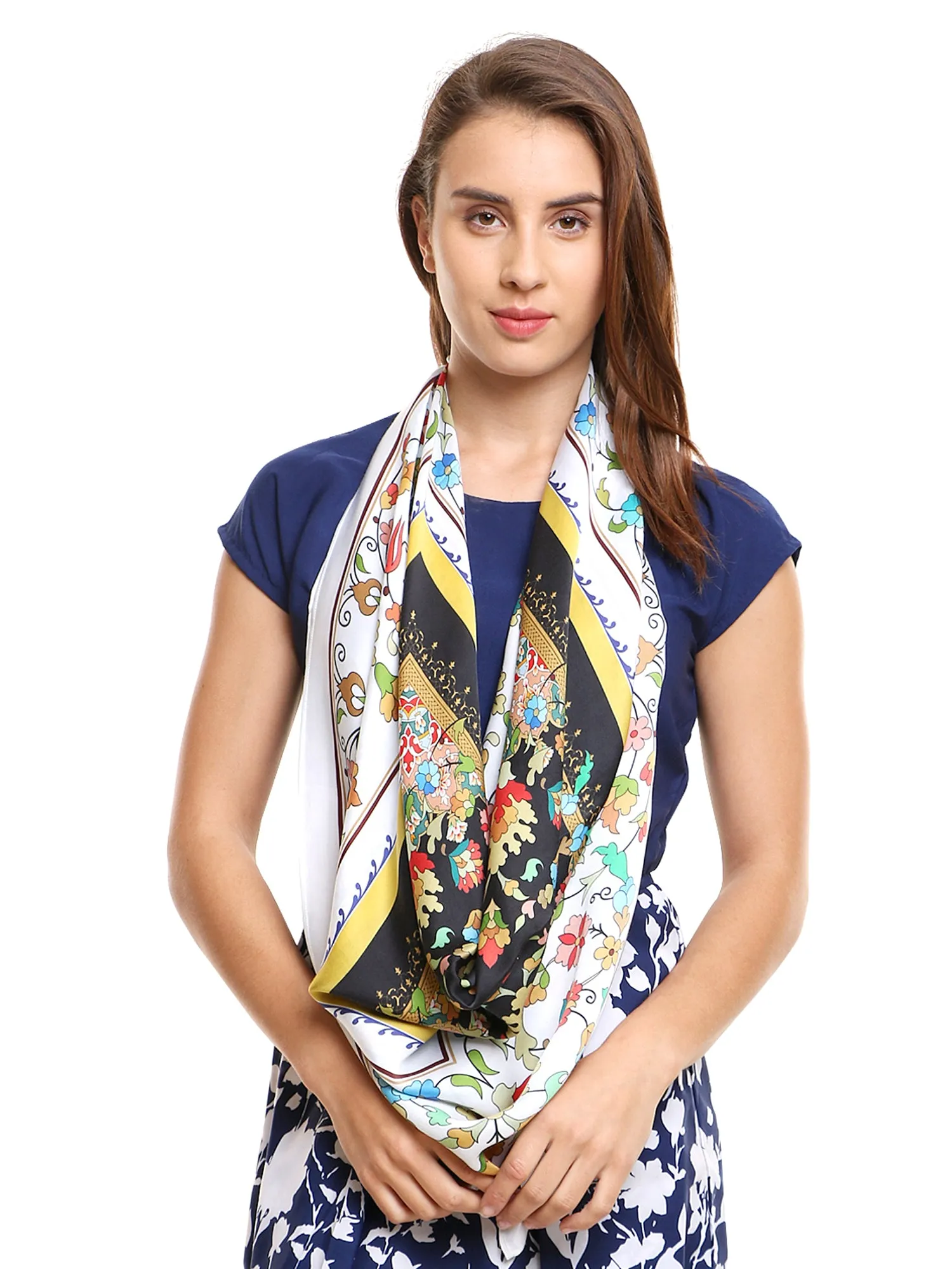 Electric Black Printed Scarf - Square Scarf Online