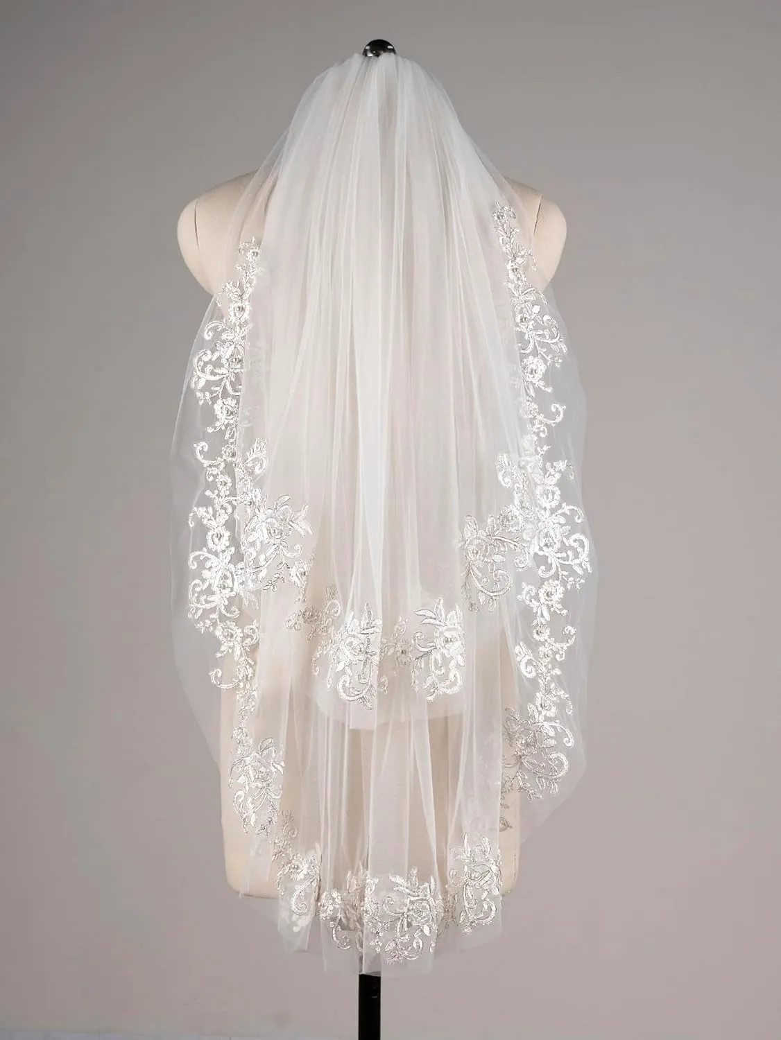 EllieHouse Women's Short 2 Tier Wedding Bridal Veil With Comb L24
