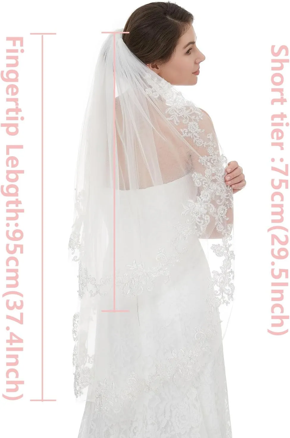 EllieHouse Women's Short 2 Tier Wedding Bridal Veil With Comb L24