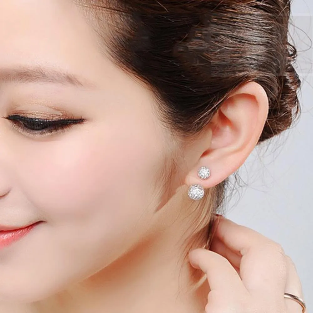 Fashion Jewelry Shamballa Earrings 925 Silver Crystal Disco Ball Shamballa Summer Style Stud Earrings for Women