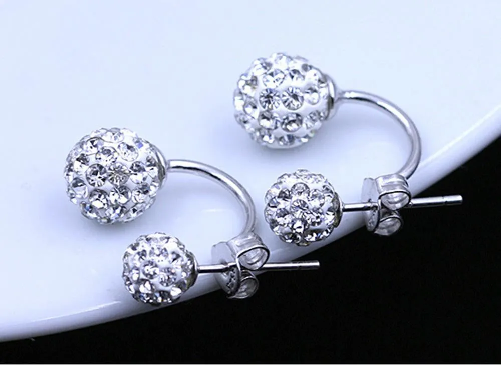 Fashion Jewelry Shamballa Earrings 925 Silver Crystal Disco Ball Shamballa Summer Style Stud Earrings for Women