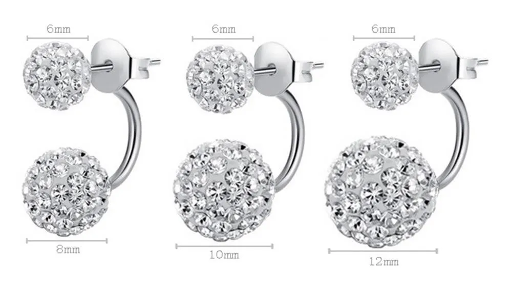Fashion Jewelry Shamballa Earrings 925 Silver Crystal Disco Ball Shamballa Summer Style Stud Earrings for Women