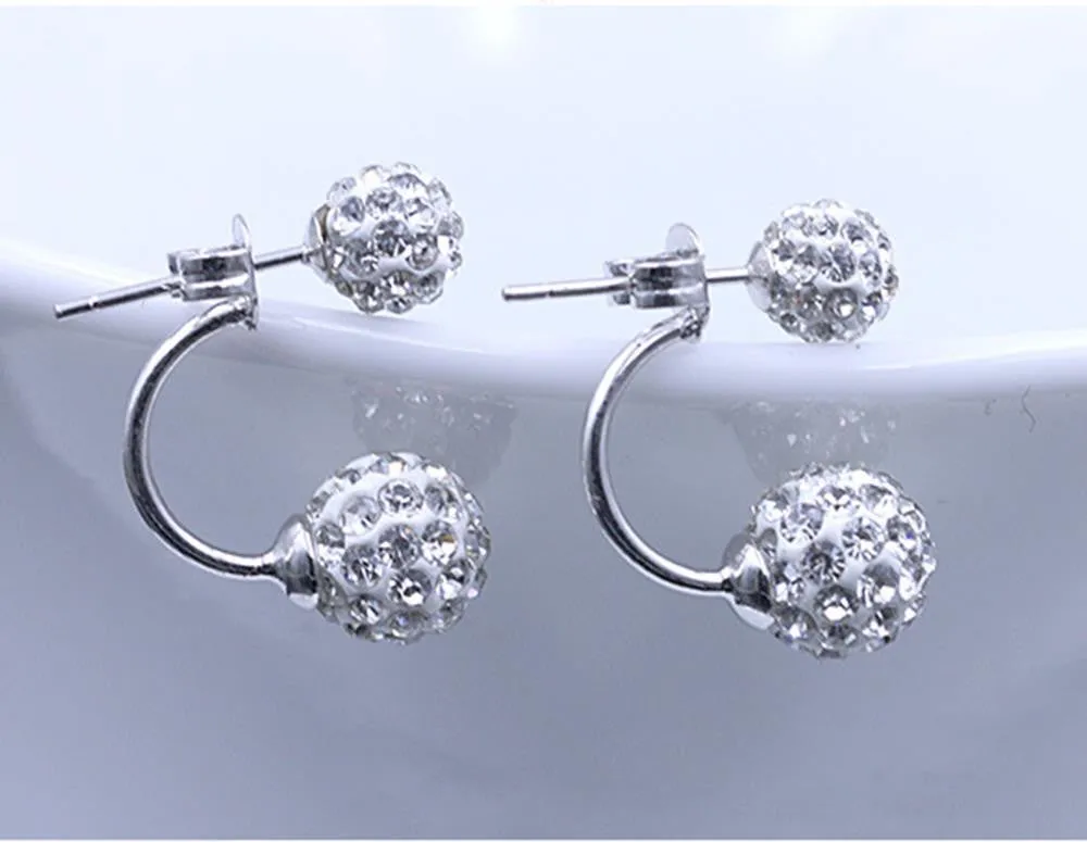 Fashion Jewelry Shamballa Earrings 925 Silver Crystal Disco Ball Shamballa Summer Style Stud Earrings for Women