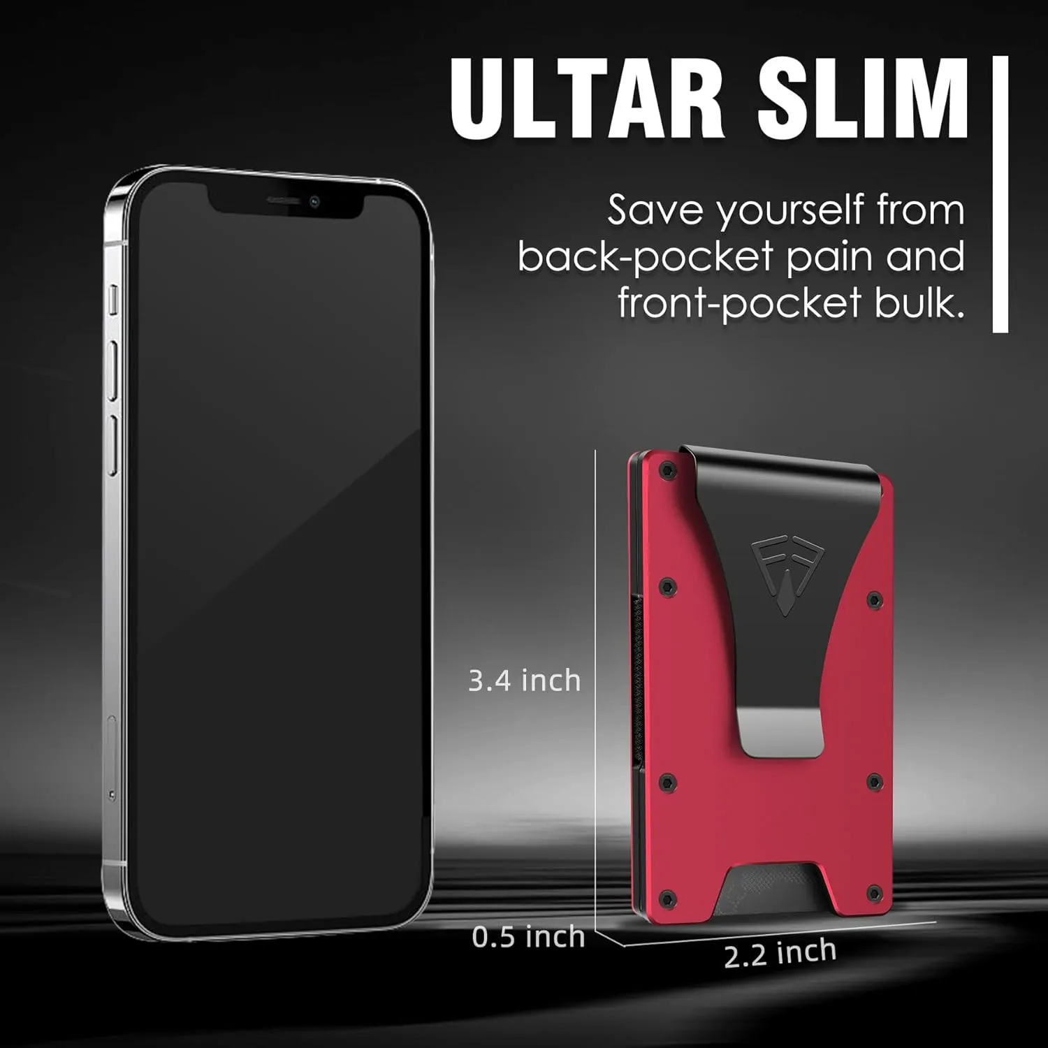 FirstVIP Slim Minimalist Wallet for Men with Money Clip - 15 Credit Card Holder RFID Wallet for Men - Front Pocket Mens Wallet with Compact Design - Easy to Access for Cards - Ideal Gift for Him(Red)
