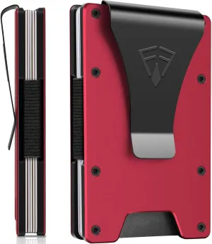 FirstVIP Slim Minimalist Wallet for Men with Money Clip - 15 Credit Card Holder RFID Wallet for Men - Front Pocket Mens Wallet with Compact Design - Easy to Access for Cards - Ideal Gift for Him(Red)