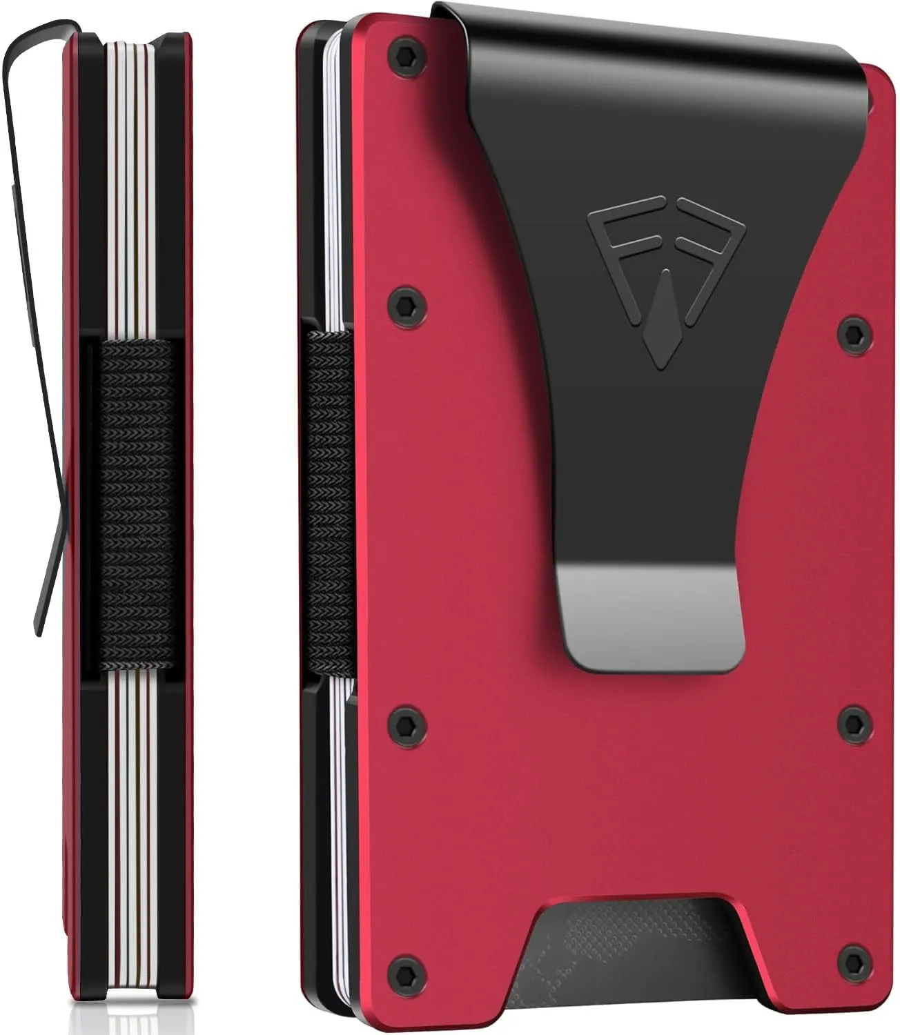 FirstVIP Slim Minimalist Wallet for Men with Money Clip - 15 Credit Card Holder RFID Wallet for Men - Front Pocket Mens Wallet with Compact Design - Easy to Access for Cards - Ideal Gift for Him(Red)