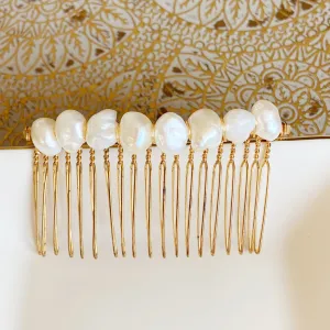 Freshwater Pearl Hair Comb in Gold or Silver