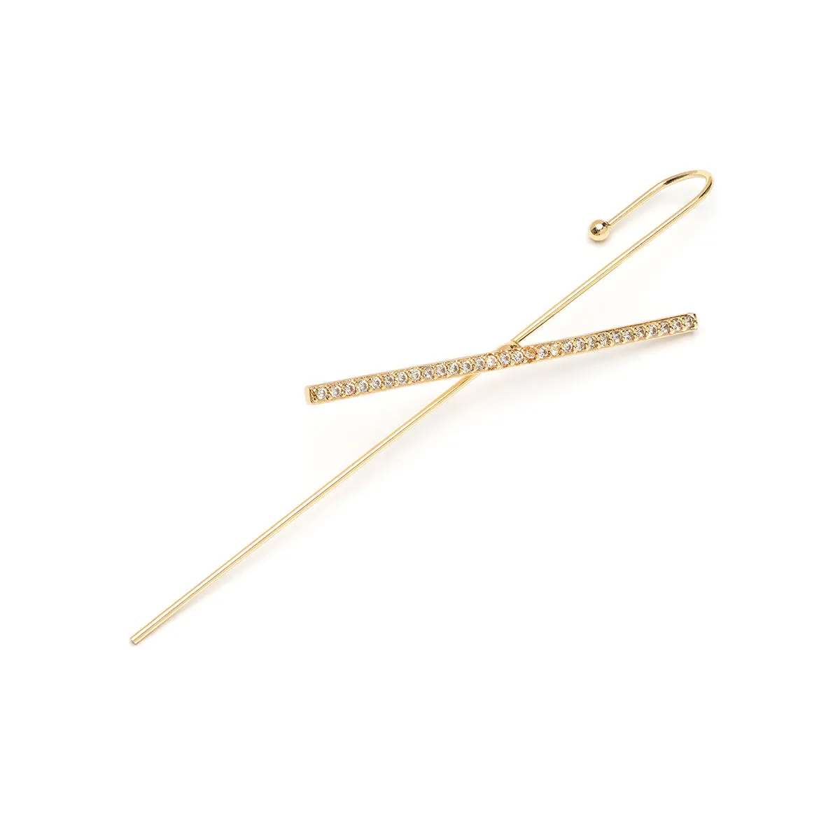 Gold Crystal Bar Single Ear Crawler