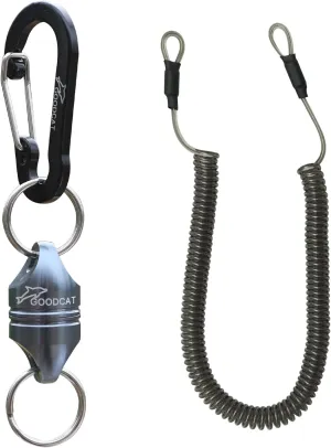 GOODCAT Strongest Magnetic Net Release Magnetic Keychain Fly Fishing Net Retractor Magnet Clip Holder Retractor with Retractable Coiled Lanyard Carabiner