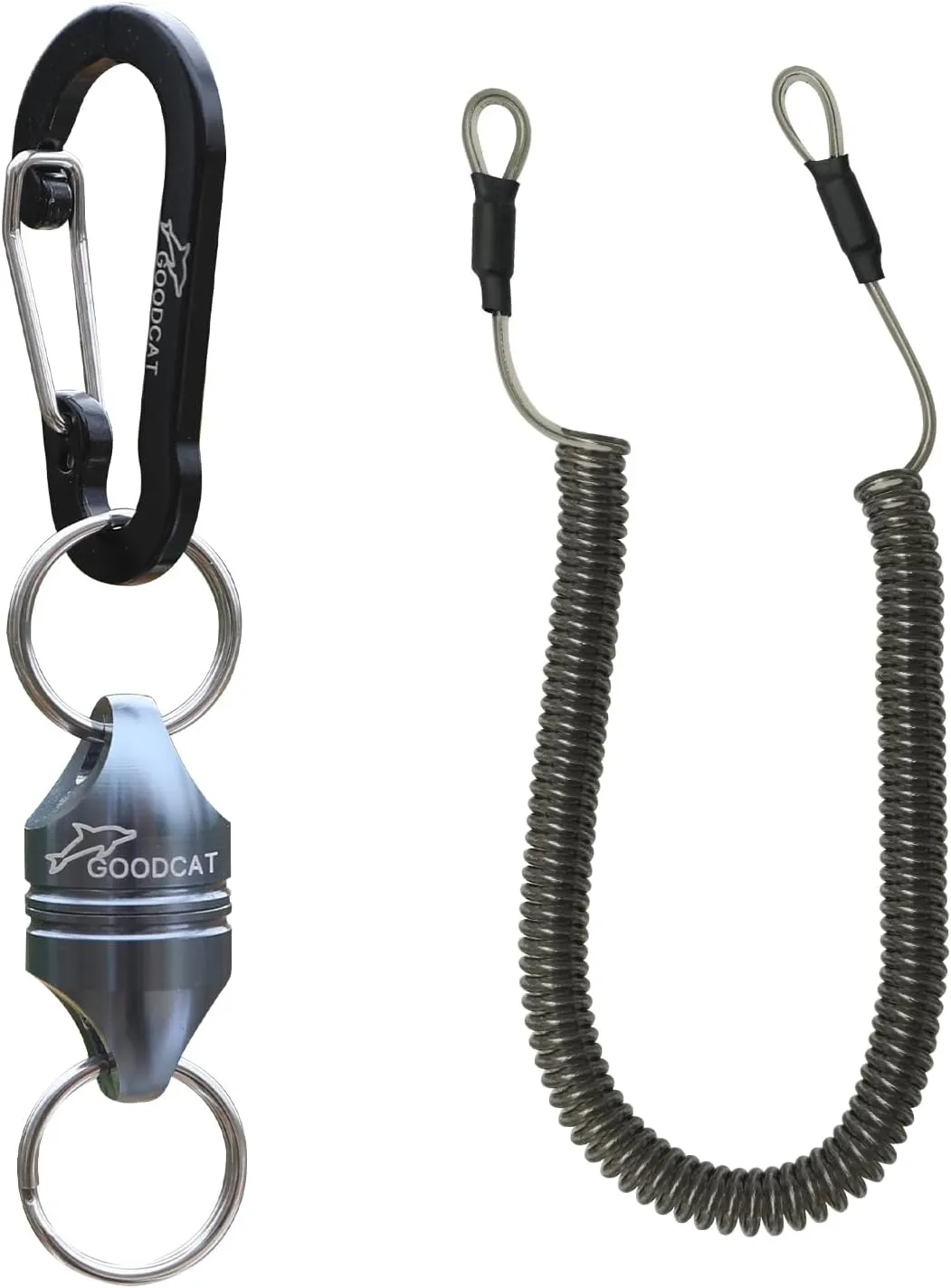 GOODCAT Strongest Magnetic Net Release Magnetic Keychain Fly Fishing Net Retractor Magnet Clip Holder Retractor with Retractable Coiled Lanyard Carabiner