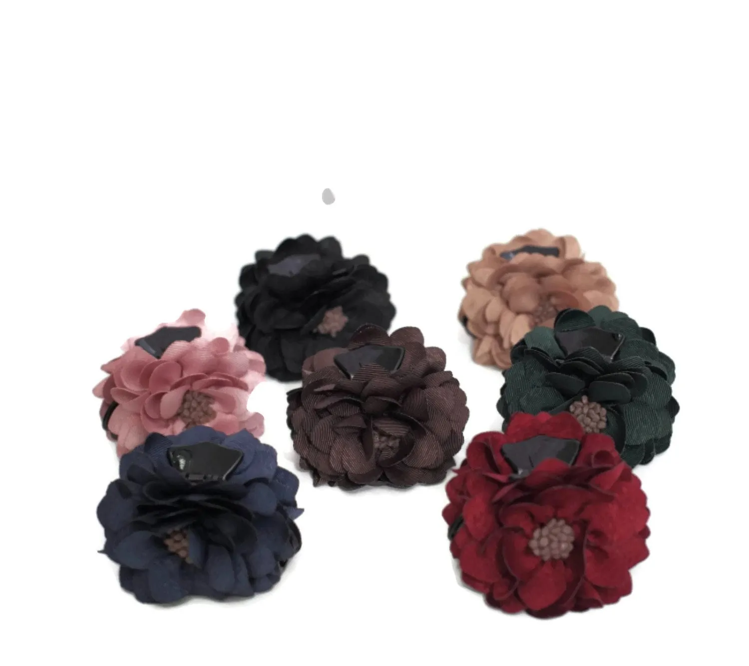 Grosgrain Petal Pistil Decorated Flower Hair Claw Clip Women Hair Accessory
