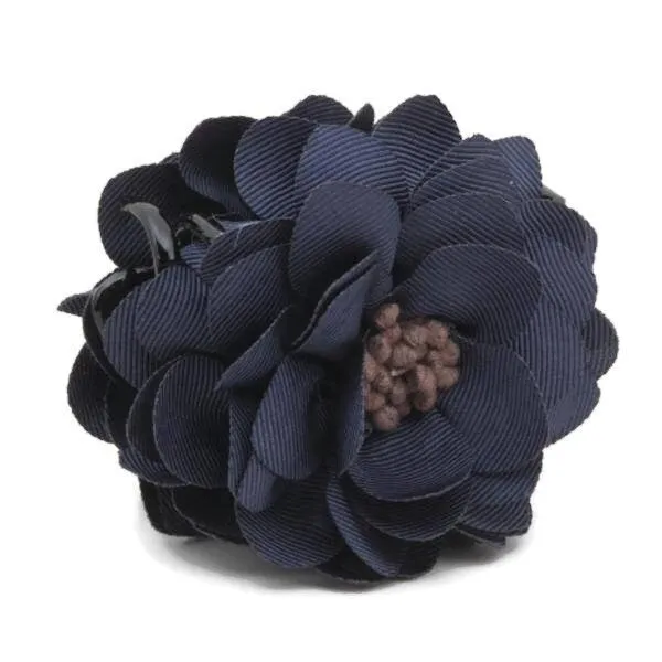Grosgrain Petal Pistil Decorated Flower Hair Claw Clip Women Hair Accessory