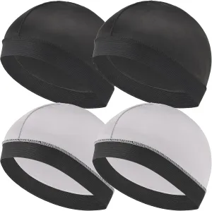 Headshion 4 Pack Wave Cap for Men 360 Waves, Silky Stocking Cap Compression Over Durag