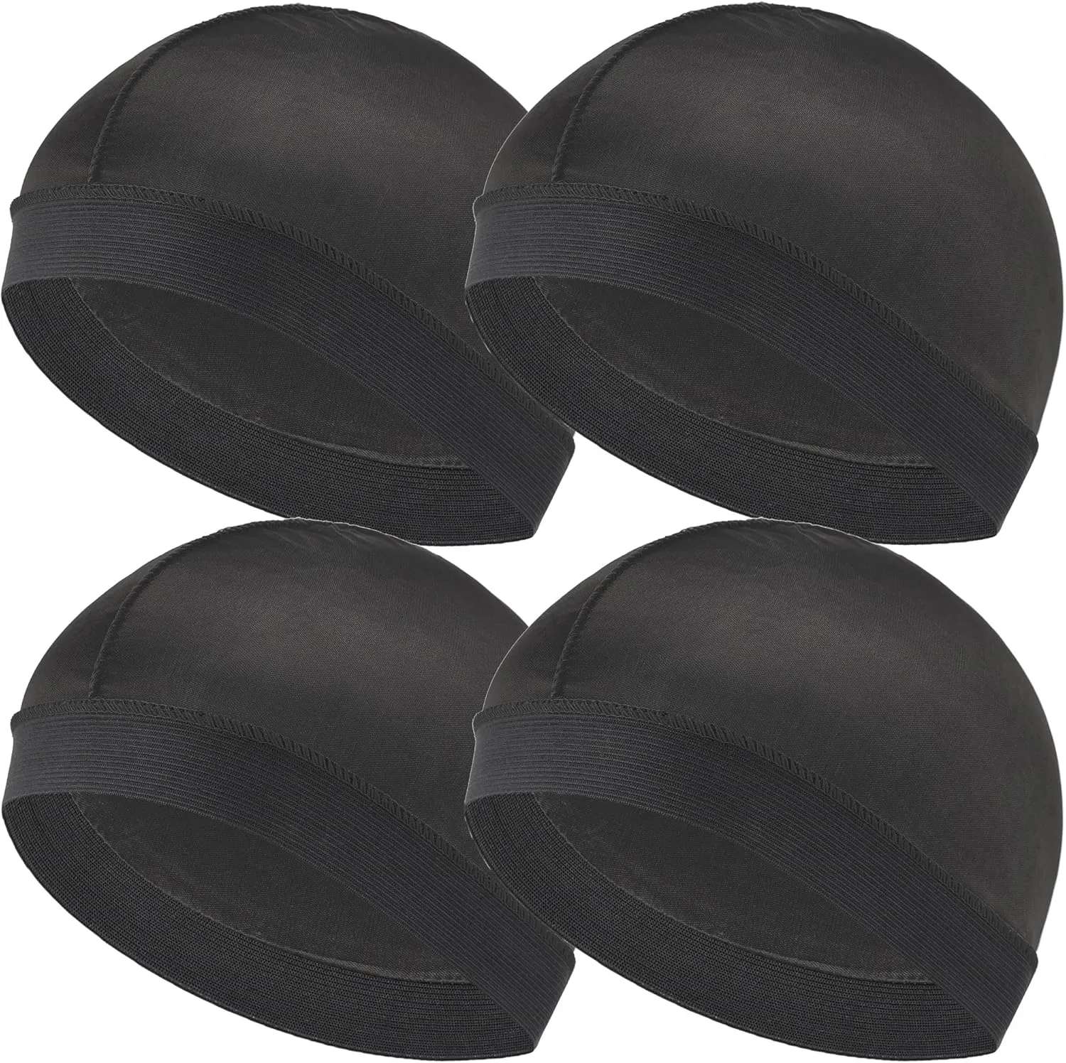Headshion 4 Pack Wave Cap for Men 360 Waves, Silky Stocking Cap Compression Over Durag